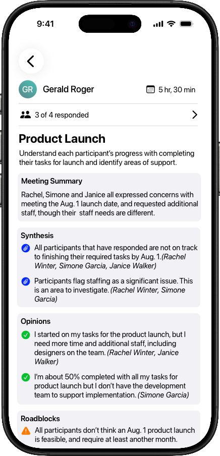 AI synthesizing participant responses into a summary